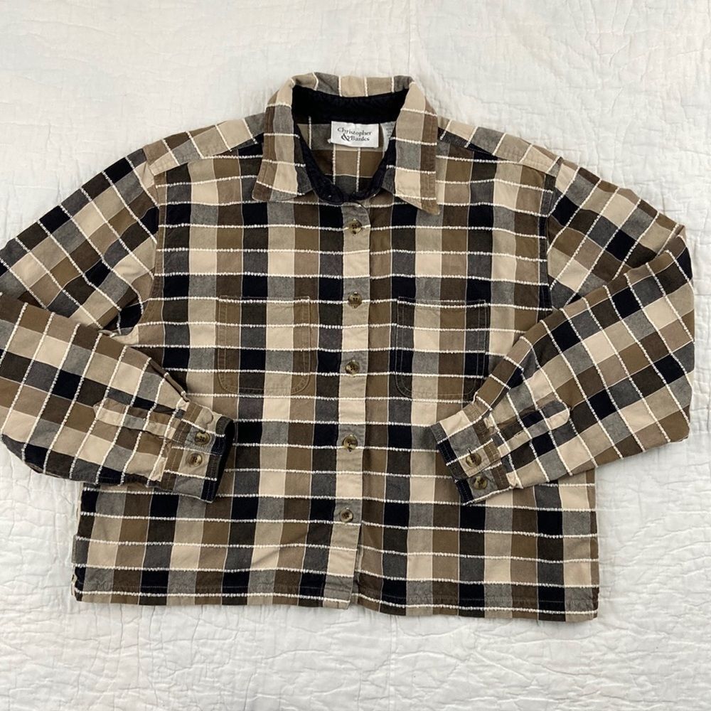 Vintage Christopher & Banks Plaid Cotton Shacket size Large